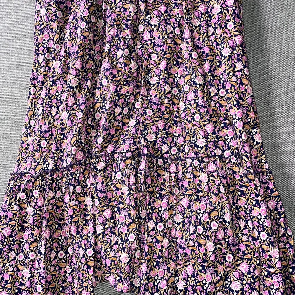 Old Navy Waist Defined Midi Dress Womens Large Multicolor Floral Smocked Bodice - Picture 10 of 13